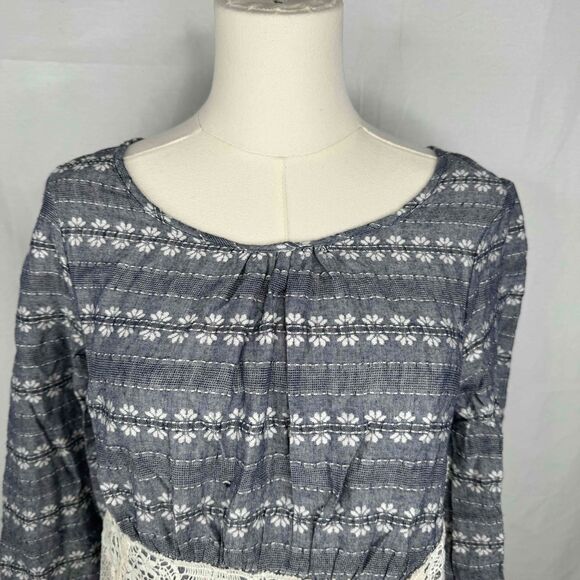 Ryu Anthropologie Peasant Dress Lace Detail Spring Cottagecore Tie Back Medium - Picture 7 of 15